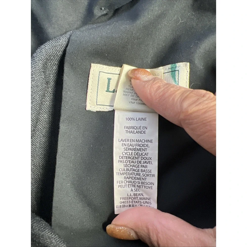 LL Bean Classic Fit 100% Wool Dark Gray Dress Pants‎ Flat Front 40W Men's